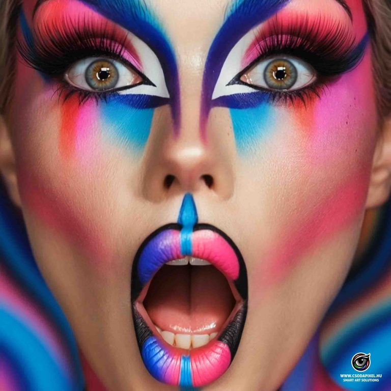 Látványos AI reklámvideó példa kreatív sminkkel és dinamikus effektekkel – Csodapixel AI videó készítés bemutató